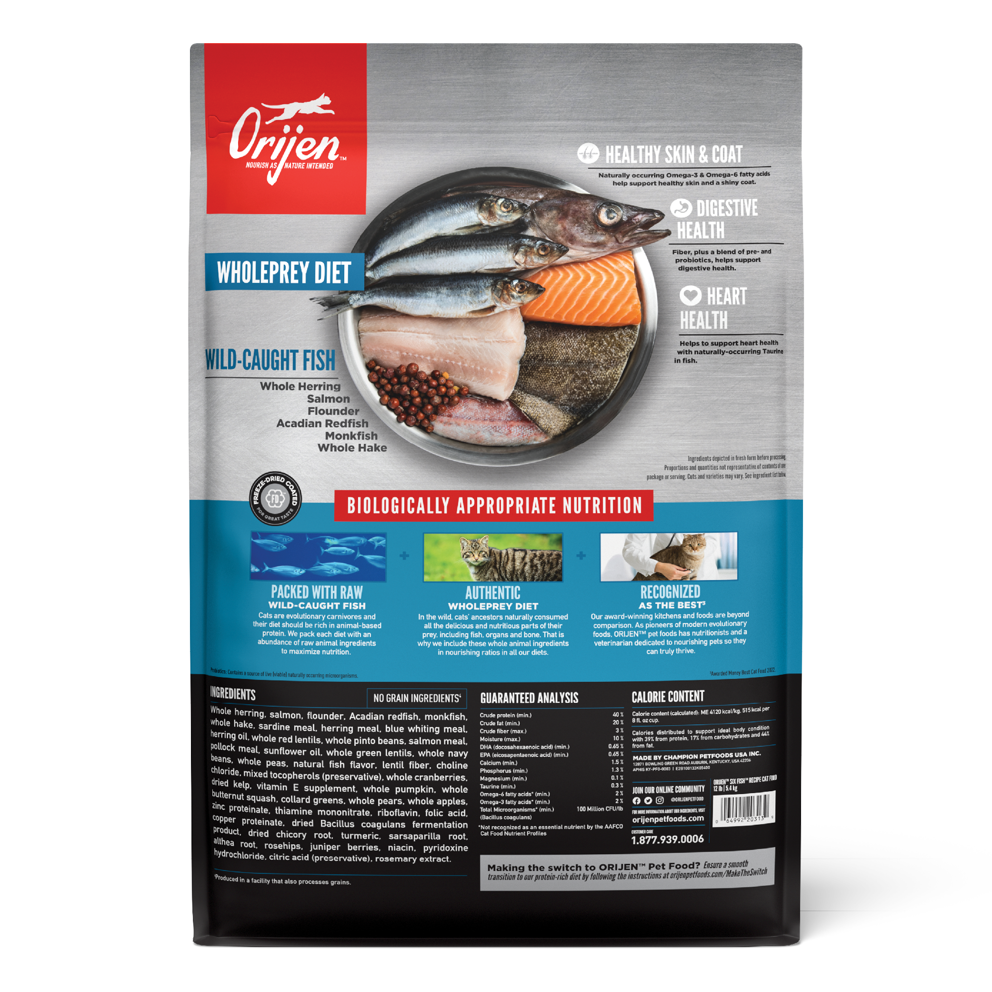 Orijen Six Fish Katzenfutter – Mit Frischem Fisch, Ohne Getreide, Für Alle Katzen (1,7 Kg)