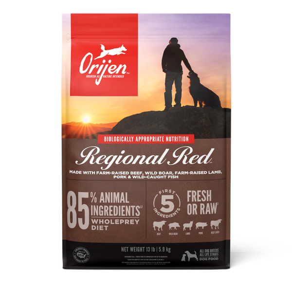 Official ORIJEN Regional Red dry dog food bag front view