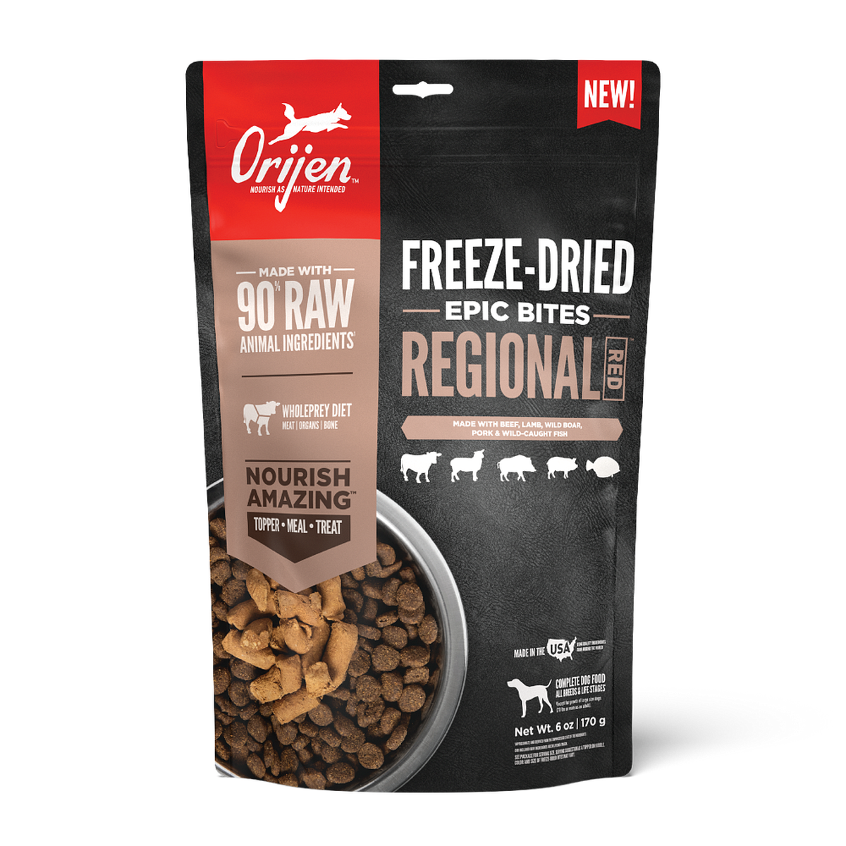 ORIJEN Regional Red Grain-Free Freeze-Dried Dog Food & Topper