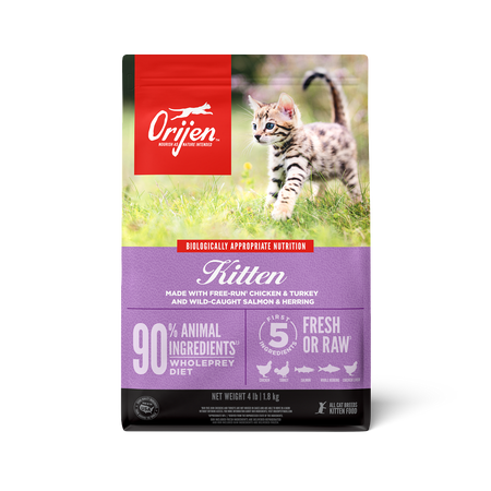 ORIJEN Free Run Chicken & Turkey, & Wild Caught Salmon & Herring Grain-Free Dry Kitten Food,