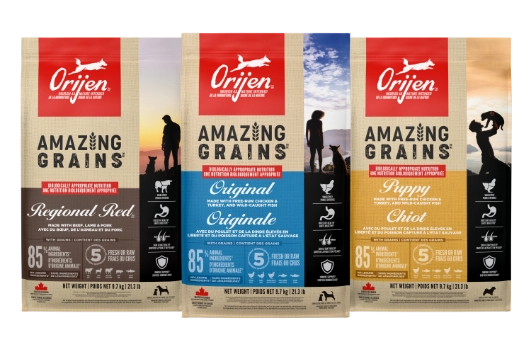 Amazing Grains recipe lineup: Regional Red, Original, and Puppy.